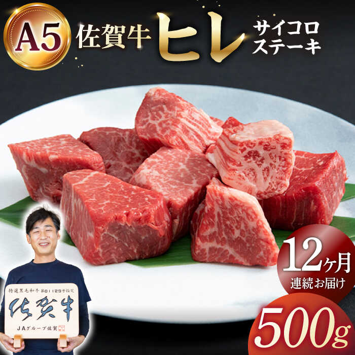 【ふるさと納税】【全12回定期便】佐賀牛 A5 ヒレ サイコロステーキ 500g ( 250g 2パック ) 【山下牛舎】 [HAD074]