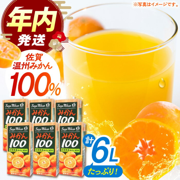 [12/15入金まで年内発送][佐賀県産温州みかん使用]さがみかん100 1L×6本[JAさが 杵島支所][HAM039] / みかん 果汁100% 濃縮還元 ジュース 果汁飲料 みかんジュース 佐賀みかん 温州みかん 送料無料 9000 9000円