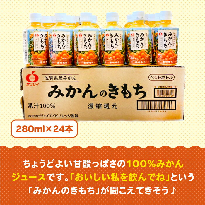 【ふるさと納税】【全3回定期便】みかんのきもち 1箱 ( 280ml 24本 ) 【JAさが 杵島支所】 [HAM021]