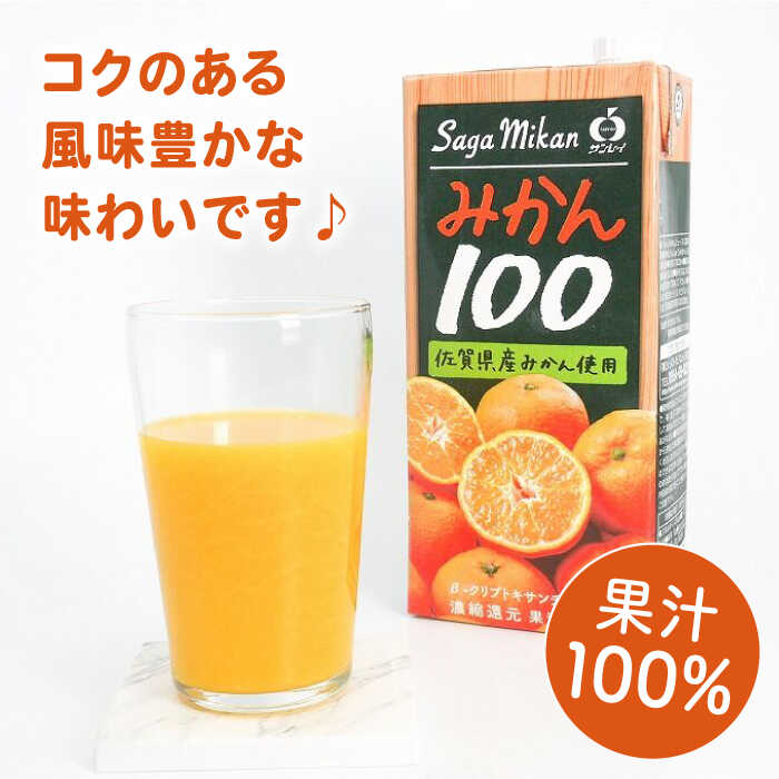 【ふるさと納税】＜全3回定期便＞ 【佐賀県産温州みかん使用】さがみかん100　総計18本（1L×6本）【JAさが 杵島支所】果汁100% 濃縮還元[HAM040]