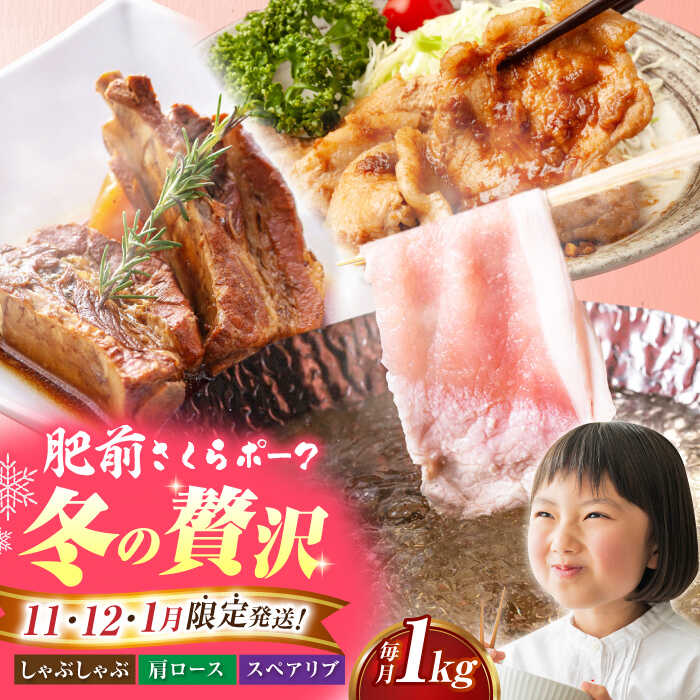 【全3回定期便】肥前さくらポーク 季節の定期便＜冬＞ 【JAさが 杵島支所】 豚肉 肉 ぶた肉 ブタ肉 定期 定期便[HAM082]