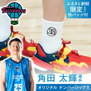 【ふるさと納税】【 佐賀バルーナーズ ファン必見!】<グッズ付き>角田選手 オリジナル ナンバーソックス (ホワイト)2足組【イイダ靴下株式会社】[HBB038...