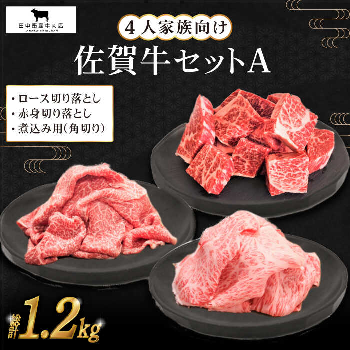 佐賀牛 4人家族向け 普段使いセットA ( 切り落とし 角切り ) [田中畜産牛肉店] 