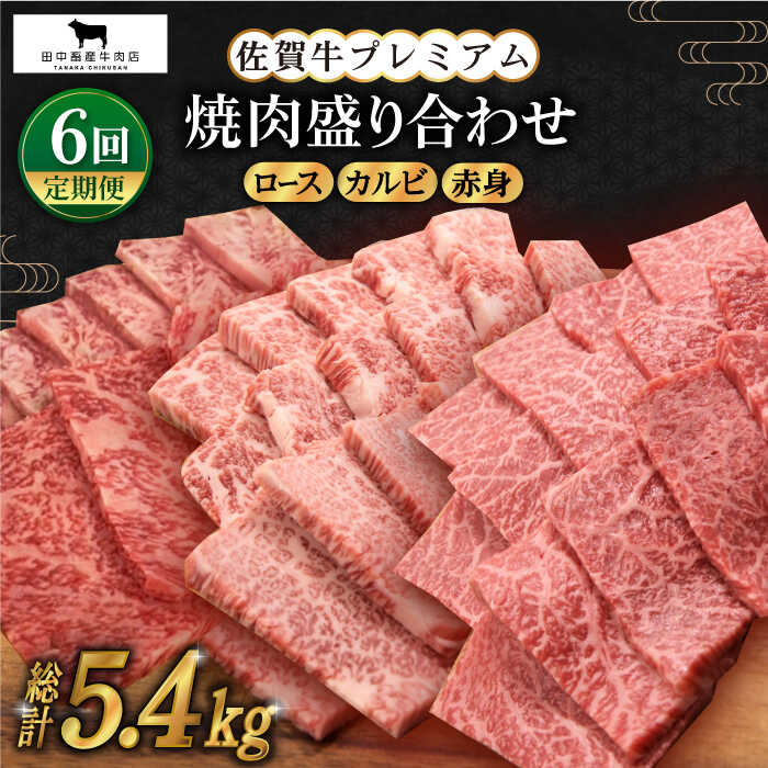 【全6回定期便】佐賀牛 プレミアム焼肉盛り合わせ900g ( ロース カルビ 赤身 各300g ) 【田中畜産牛肉店】 [HBH042]