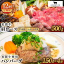 【ふるさと納税】【全12回定期便】佐賀牛 スライス・ハンバーグ セット ( 肩ロース スライス 500g ハンバーグ 4個 ) 【田中畜産牛肉店】 [HBH095]