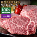 【ふるさと納税】【6回定期便】佐賀県産 黒毛和牛 贅沢ヒレステーキ 1000g（約5～6枚入） 希望枚数カット対応可能【株式会社いろは精肉店】お肉 肉 牛肉 冷凍 和牛 フィレ [IAG115]