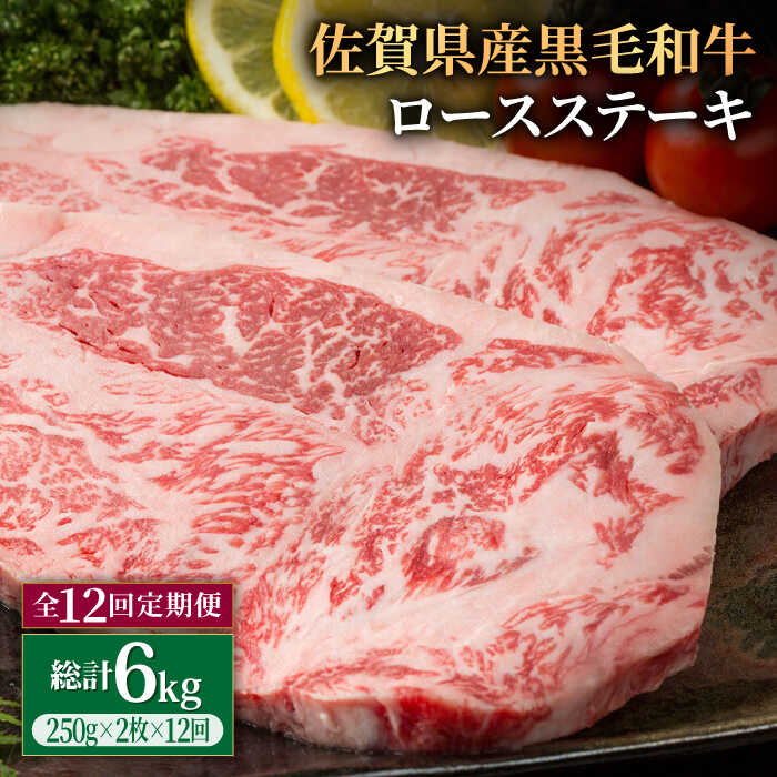 【12回定期便】佐賀県産 黒毛和牛 贅沢 ロース ステーキ 250g×2枚（計500g）【株式会社いろは精肉店】お肉 肉 牛肉 冷凍 和牛 [IAG089]