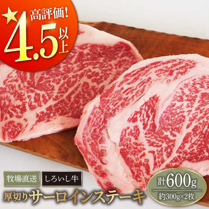 【牧場直送】佐賀県産しろいし牛 厚切りサーロインステーキ 600g（約300g×2枚）【有限会社佐賀セントラル牧場】肉 お肉 牛肉 サーロイン リブロース 霜降り 冷凍 [IAH037]