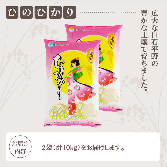 【ふるさと納税】令和5年産米 白石産ひのひかり 10kg（5kg×2袋）お米 こめ コメ 九州産 佐賀県産【佐賀県農業協同組合】[IAK005]