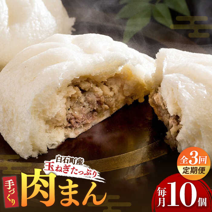 【ふるさと納税】 【3回定期便】 【おやつに大人気!】 白石産 玉ねぎ たっぷり 手づくり 肉まん 詰め合わせ 10個入り【五反田茶屋】 惣菜 冷凍 国産 [I...