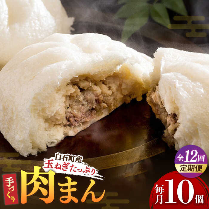 【ふるさと納税】 【12回定期便】 【おやつに大人気!】 白石産 玉ねぎ たっぷり 手づくり 肉まん 詰め合わせ 10個入り【五反田茶屋】 惣菜 冷凍 国産 [...