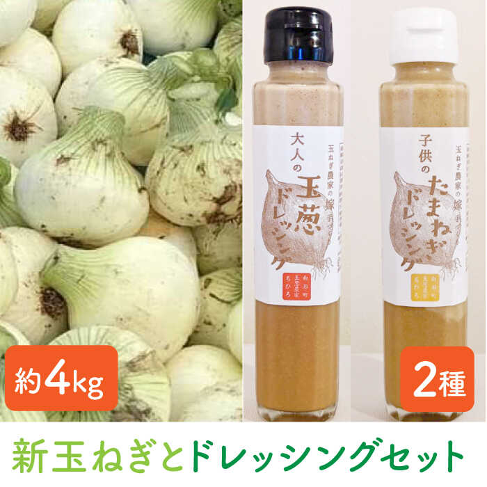 [農家直送!] 新玉ねぎ 約4kg と ドレッシング 2本セット [玉葱農家 陣内ちひろ] 