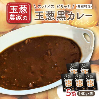 【素材の旨味たっぷり】玉葱農家の 玉葱黒カレー（5袋）【玉葱農家 陣内ちひろ】[IAO021]