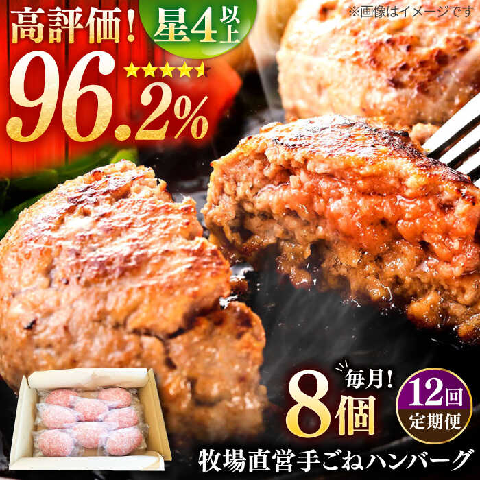 【全12回定期便】牧場直営店の手作りハンバーグ（140g×8個）【川崎畜産】お肉 肉 冷凍 加工品 おかず 惣菜 [IAX013]