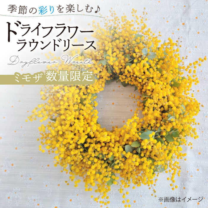 7位! 口コミ数「0件」評価「0」【数量限定！】【季節の彩りを楽しむ】ドライフラワー ラウンド リース （ミモザ）【yumikofactory】インテリア 花 フラワーアレン･･･ 