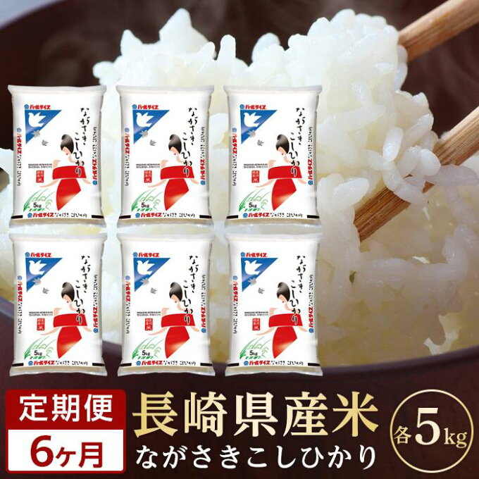 【ふるさと納税】【AA054】【6か月定期便】長崎県産米　令和4年度産こしひかり5kg×6回