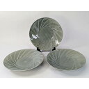 【ふるさと納税】【波佐見焼】φ17センチの手彫りの盛り皿3枚組 斜め彫 【西海陶器】3 20272 | 食器 日用品 人気 おすすめ 送料無料