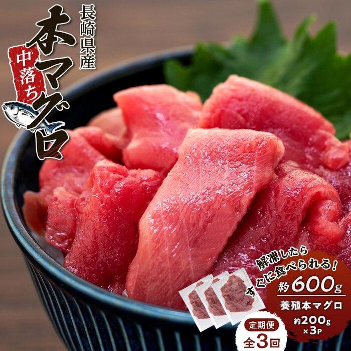 【ふるさと納税】【3回 定期便】長崎県産 本マグロ中落ち 約600g（約200g×3P） | マグロ 鮪 中落 小分...