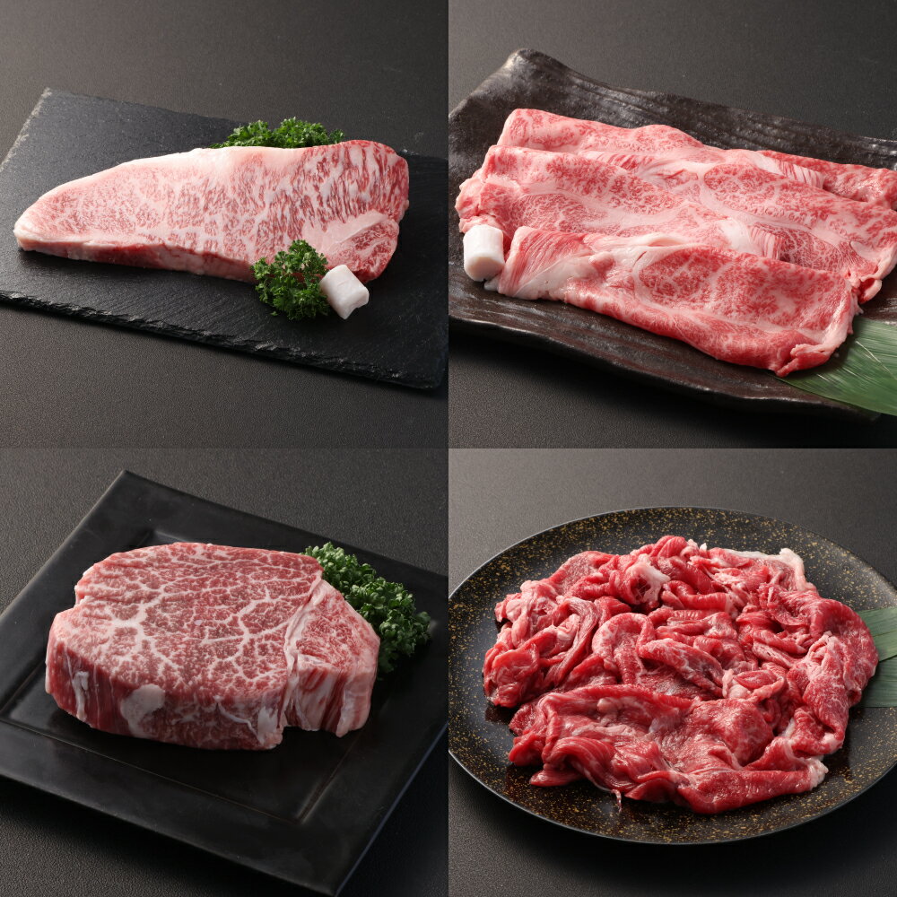 [全4回定期便]月に1度はお肉の日!長崎和牛・出島ばらいろ 4回コース サーロインステーキ ロース肉 切り落とし モモ バラ カタ ヒレ 和牛 牛肉 お肉 赤身 霜降り すき焼き 冷凍 長崎県産 国産 九州 長崎県 長崎市 送料無料