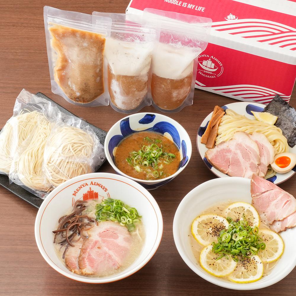 [全3回定期便]とんこつラーメン 4食分×3回 計12食 とんこつ レモンとんこつラーメン つけ麺 ラーメン 冷凍ラーメン つけめん 生麺 自家製生麺 スープ付き 麺 麺類 豚骨 魚介 冷凍 九州 長崎県 長崎市 送料無料