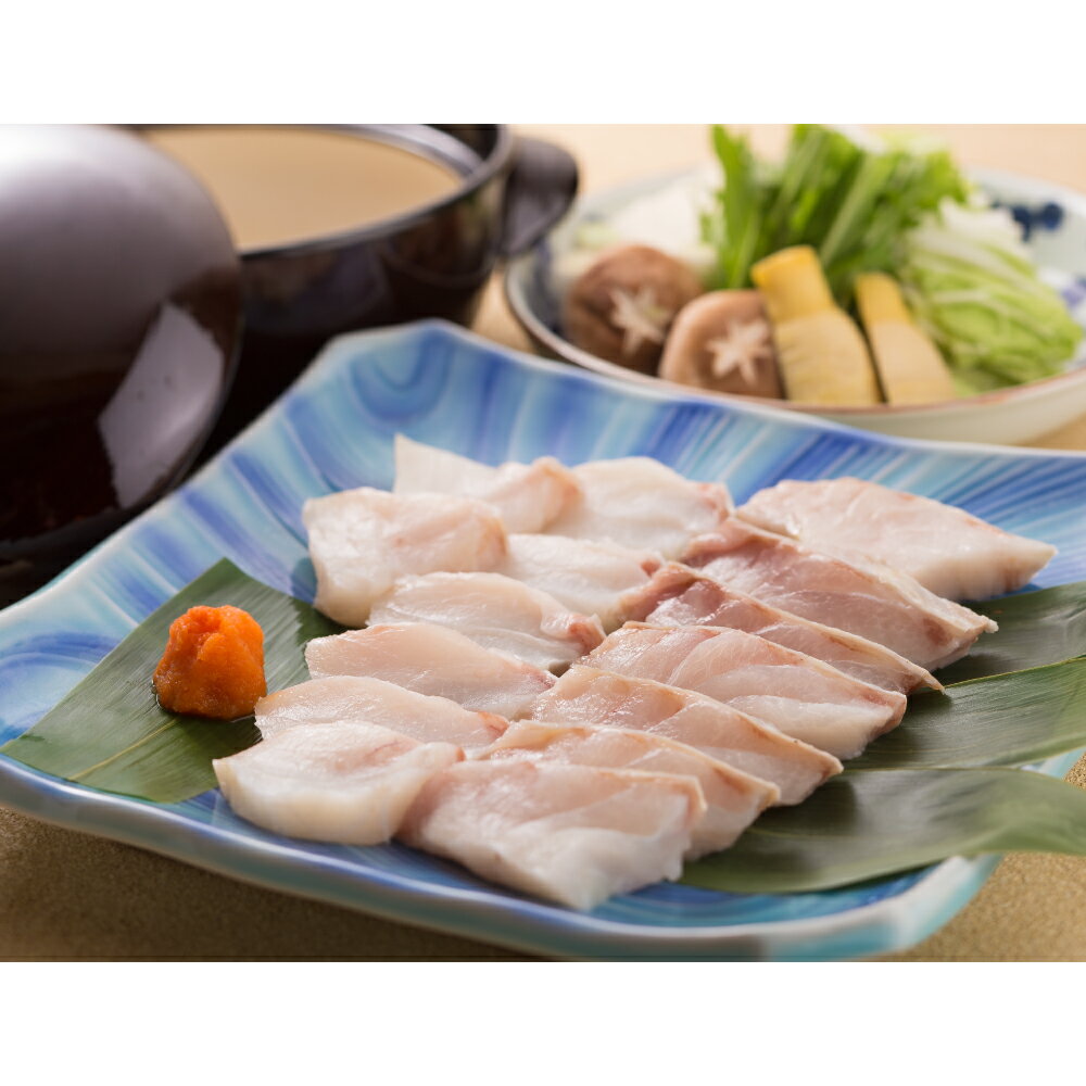 【ふるさと納税】長崎県産天然九絵（クエ）のしゃぶしゃぶと鍋セット（3~4人前） クエ 鍋だし汁 切り身 赤おろし 薬味ねぎ ポン酢 くえ 高級魚 魚介類 なべ 鍋 しゃぶしゃぶ 鍋セット 冷凍 国産 長崎県 長崎市 送料無料