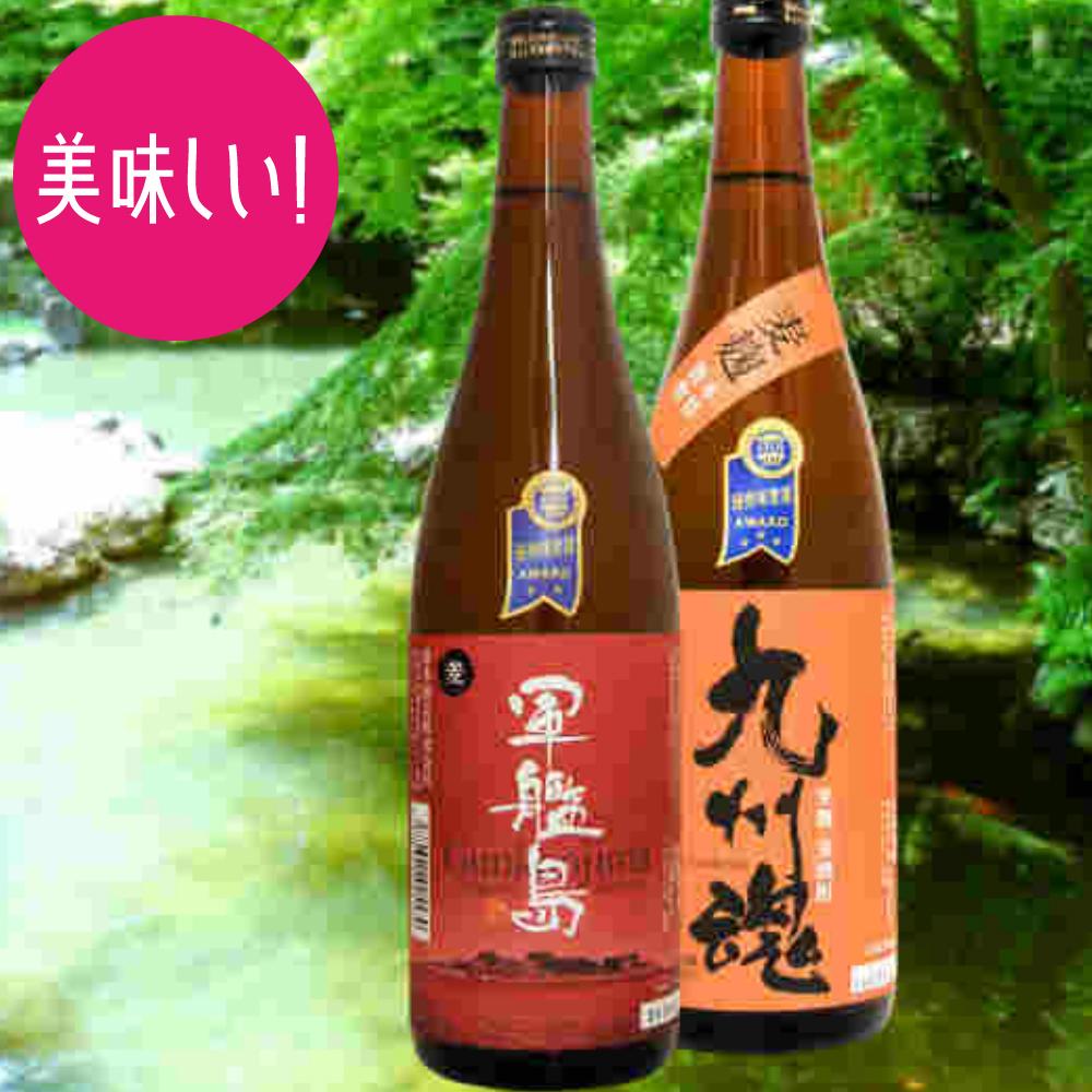 【ふるさと納税】2019年受賞 焼酎 飲み比べ セット 4種類 各1800ml×4本 25度 九州魂（麦・紫芋）・軍艦島（芋・麦） くすだま 黄金千貫 さつまいも サツマイモ 黒麹 大麦 米麹 国産米 お酒 晩酌 アルコール 長崎県 長崎市 送料無料
