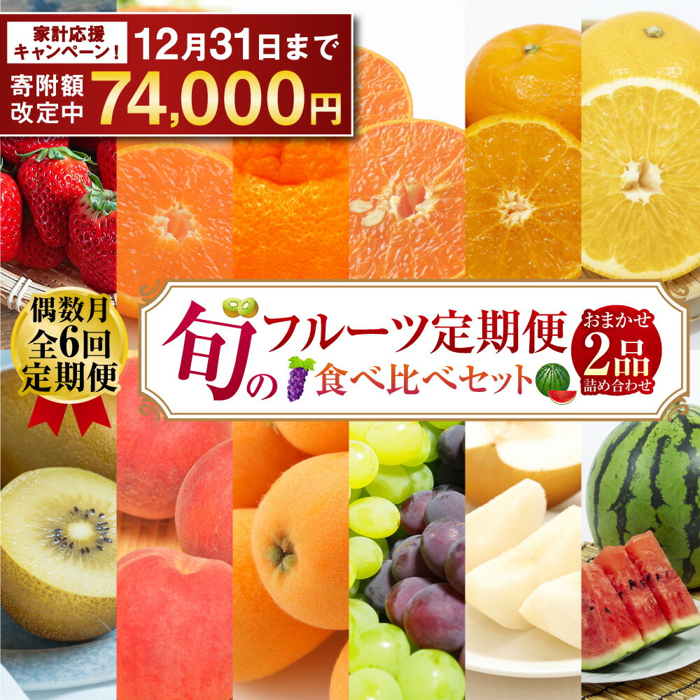 【ふるさと納税】【期間限定!〜12月31日まで寄附額改定中】年6回定期便 ( 偶数月配送 ) 旬のフルーツ定期便 食べ比べセット 季節により厳選した果物を2品目...