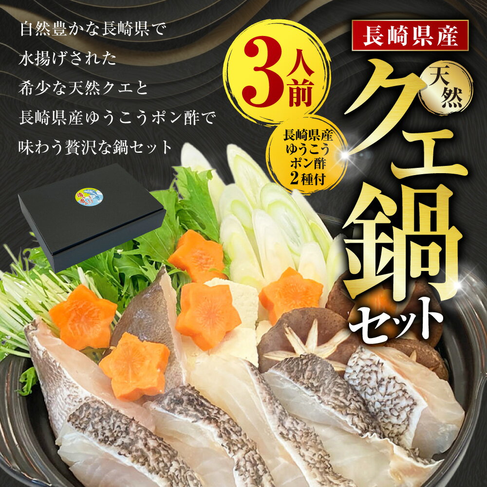 【ふるさと納税】【14営業日以内発送】長崎県産 天然クエ鍋セット (3人前) 長崎県産 ゆうこうポン酢 2種付 | ポン酢付き クエ鍋 海鮮鍋 お鍋 鍋 なべ クエ くえ 魚 さかな アラ 切り身 海鮮 魚介 海の幸 食品 グルメ 鍋セット セット 九州 長崎県 長崎市 冷凍 送料無料