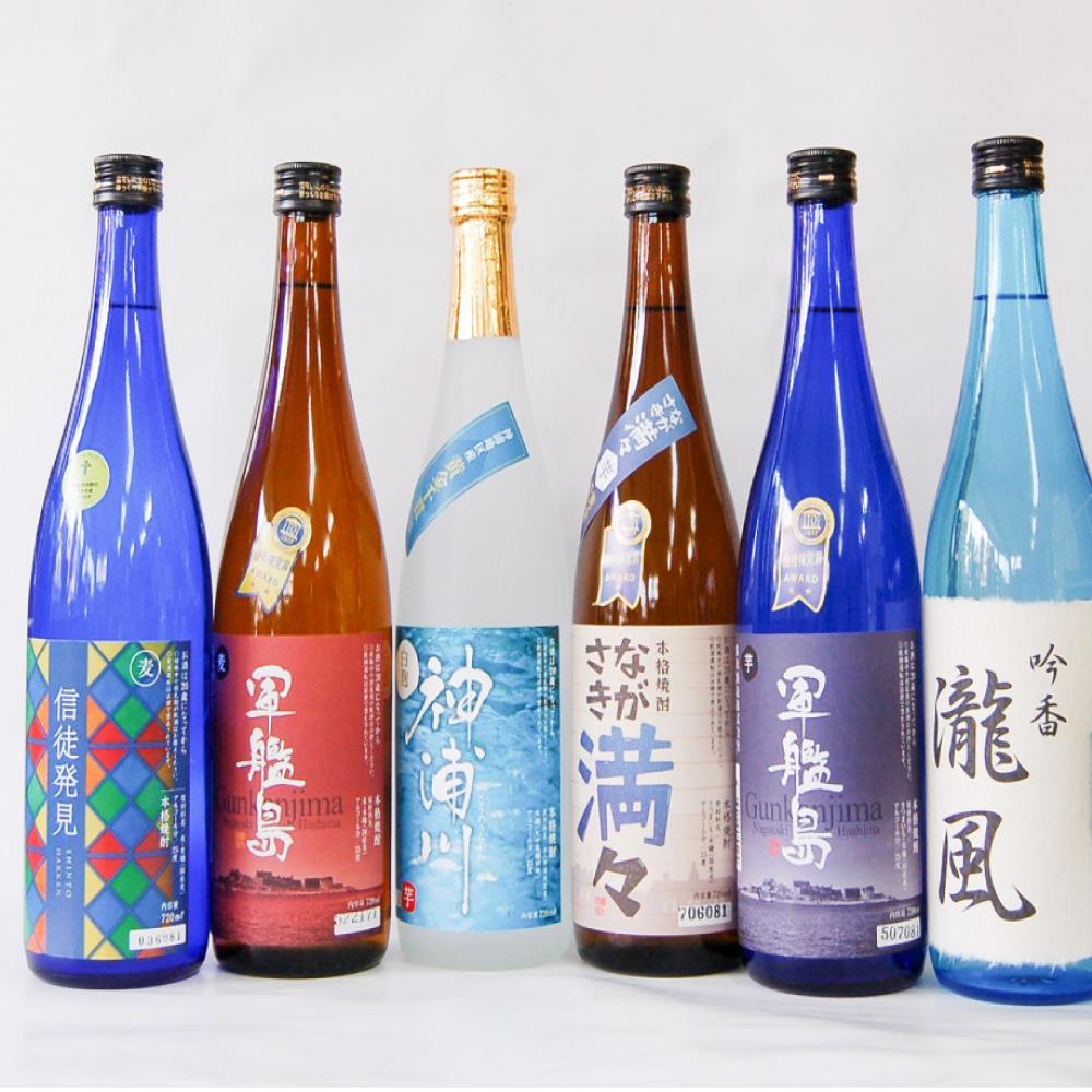 酒屋自慢長崎焼酎 飲み比べセット 720ml×6本 6種類 芋焼酎 麦焼酎 吟醸酒粕焼酎 瀧風 白麹 信徒発見 お酒 酒 焼酎 詰め合わせ 長崎県 長崎市 送料無料