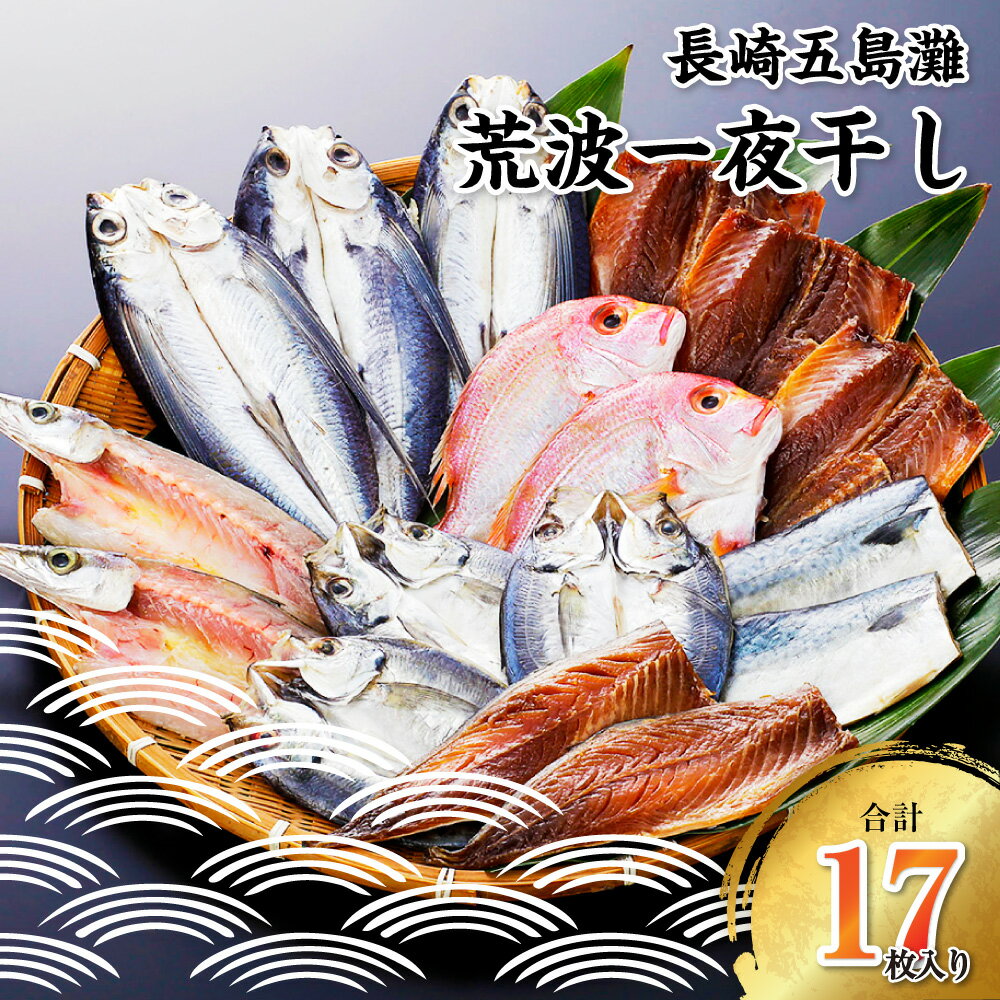 【ふるさと納税】長崎五島灘荒波一夜干し ( 計17枚 ) 干物 ひもの 乾物 海産物 海鮮 魚介 真あじ 真さば とび魚 れんこ鯛 赤かます 桜干し 汐干し 一夜干し セット おかず おつまみ 冷凍 長崎市のサムネイル