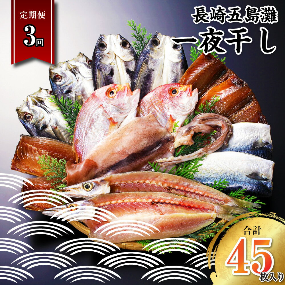 [全3回定期便]長崎五島灘一夜干し 合計15枚 干物 海産物 海鮮 魚介 ひもの 海の幸 おつまみ 酒の肴