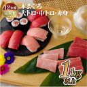 【ふるさと納税】【12回定期便 総計12kg】長崎県産 本まぐろ 3種セット ( 大トロ 中トロ 赤身 ) 1kg以上 特殊製法で臭みなし マグロ 中とろ 大と...