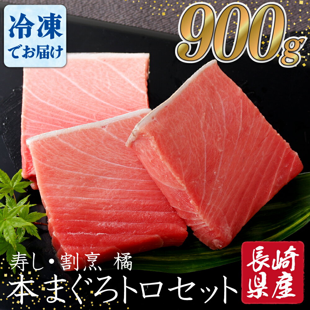 【ふるさと納税】特選 長崎県産 本まぐろ トロ セット ( 養殖 ) 900g 特上 大トロ 中トロ 新鮮 急速冷凍 とれたて 赤身