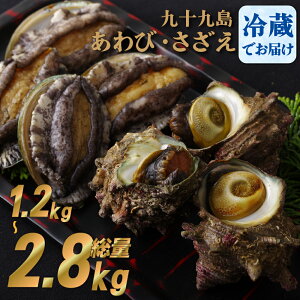 【ふるさと納税】【総量1.2~2.8kg】九十九島 あわび・さざえ セット 容量が選べる 活アワビ 活サザエ 詰め合わせ 海鮮 鮮魚 生食 刺身 バーベキュー ギフト対応 長崎県 佐世保市