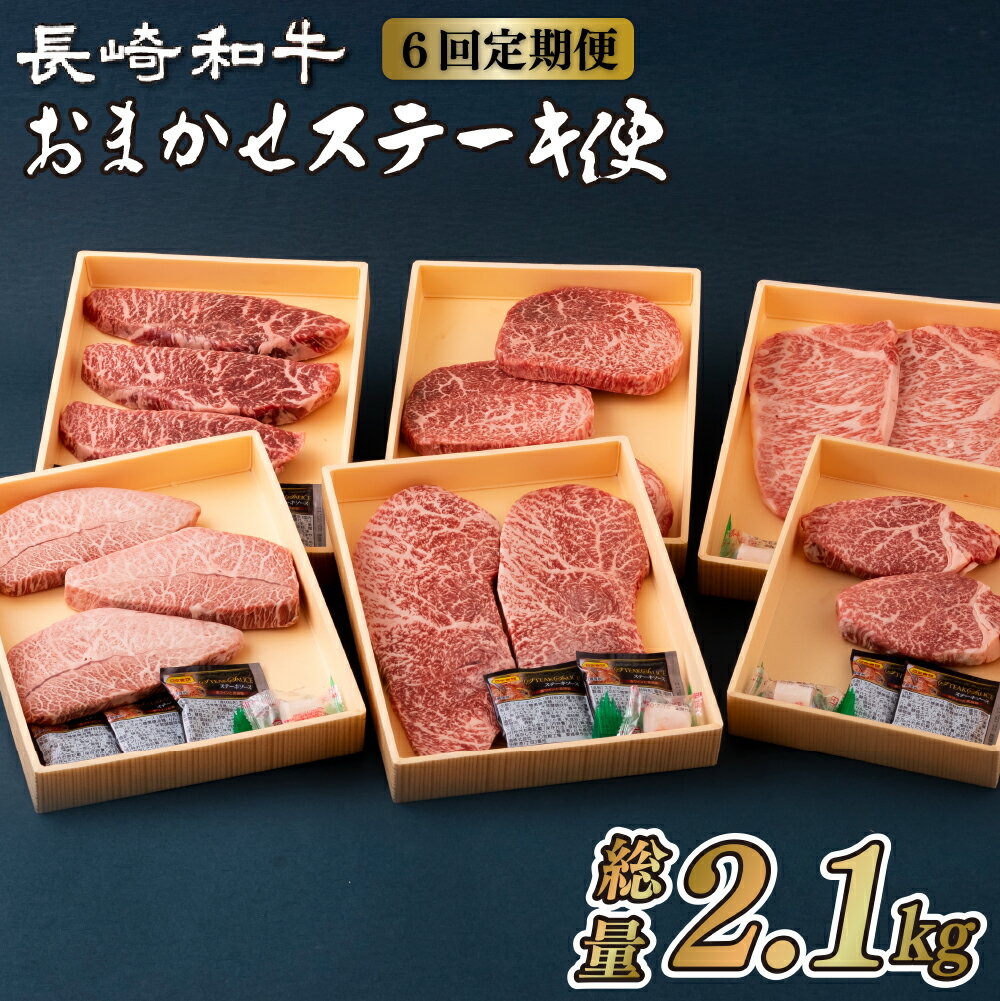 [全6回定期便]希少部位ヒレ含む 総計2.17kg 長崎和牛 おまかせステーキ便 (6回コース) 牛肉 黒毛和牛 和牛 霜降 赤身 マルシン ランプ イチボ サーロイン ヒレ フィレ ヘレ ステーキ 田中精肉店