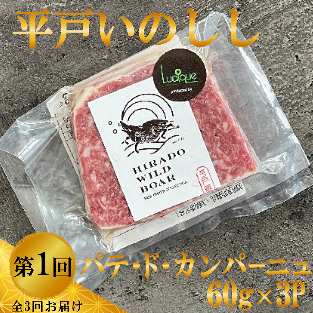 【ふるさと納税】《定期便》平戸いのししジビエ加工品【3回お届け】 ジビエ 猪 ソーセージ パテ ベーコン 平戸いのしし 加工品 食べ比べ パテ・ド・カンパーニュ 粗挽きソーセージ ベーコン イノシシ肉 前菜用 おつまみ用 朝食用 天然猪 高級 猪肉 薬食 滋養