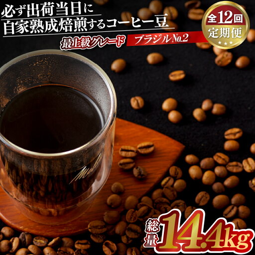 【ふるさと納税】必ず出荷日に自家熟成焙煎ブラジルNo.2豆(1,200g)【12回定期便】 120000円 ブラジル品種では最上級グレード ハイロースト 中煎り 長期保存可能 12ヶ月 コーヒー豆 1.2kg 自家焙煎 熟成焙煎 豆の銘柄に合わせた温度と風量 【ふるさと納税】必ず出荷日に自家熟成焙煎ブラジルNo.2豆(1,200g)【12回定期便】 120000円 ブラジル品種では最上級グレード ハイロースト 中煎り 長期保存可能 12ヶ月 コーヒー豆 1.2kg 自家焙煎 熟成焙煎 豆の銘柄に合わせた温度と風量