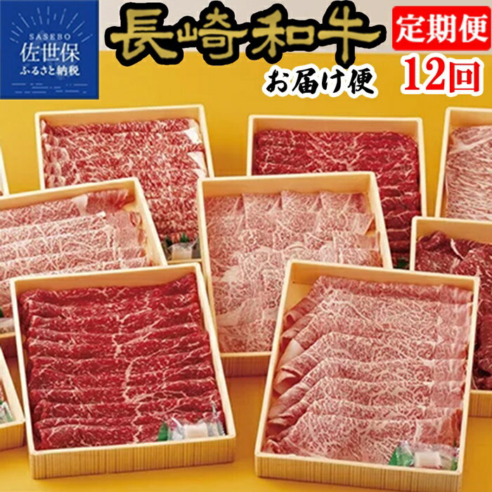 [全12回定期便]総計4.64kg 長崎和牛 お届け便 (12回コース) 牛肉 和牛 黒毛和牛 霜降 赤身 焼肉 ステーキ ロース カルビ しゃぶしゃぶ すき焼き レモンステーキ 田中精肉店