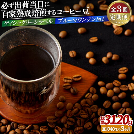 【ふるさと納税】必ず出荷日に自家熟成焙煎ゲイシャ豆(640g)・ブルーマウンテンNo.1豆(400g)【3回定期便】 120000円 【ふるさと納税】必ず出荷日に自家熟成焙煎ゲイシャ豆(640g)・ブルーマウンテンNo.1豆(400g)【3回定期便】 120000円