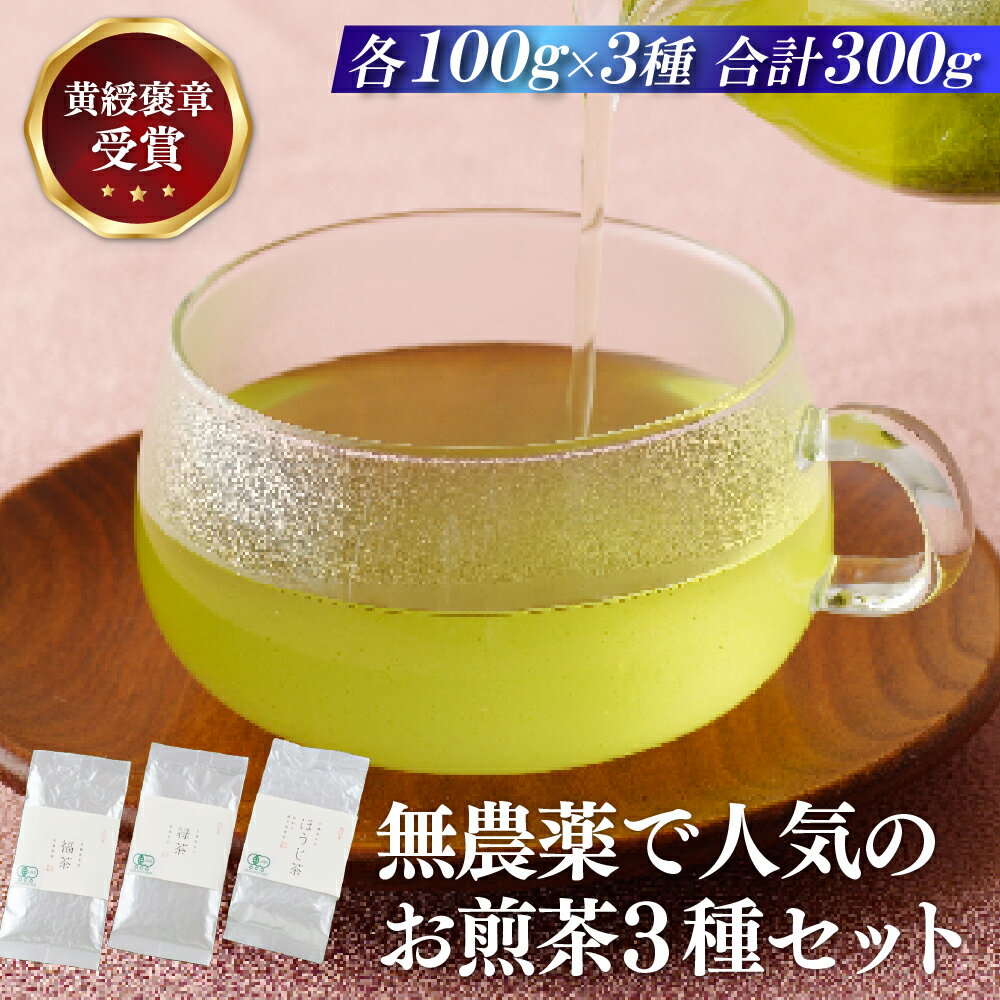 【ふるさと納税】【黄綬褒章受章】無農薬 で 人気 の お煎茶 3種セット 有機栽培 オーガニック 常温 ...