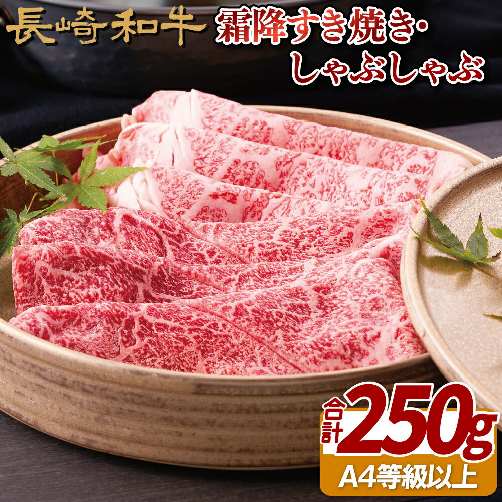 【ふるさと納税】長崎和牛 霜降り すき焼き・しゃぶしゃぶ 250g 冷凍 最高級 ギフト 贈答 のし お中元 御中元 お歳暮 御歳暮 和牛 牛肉 黒毛和牛