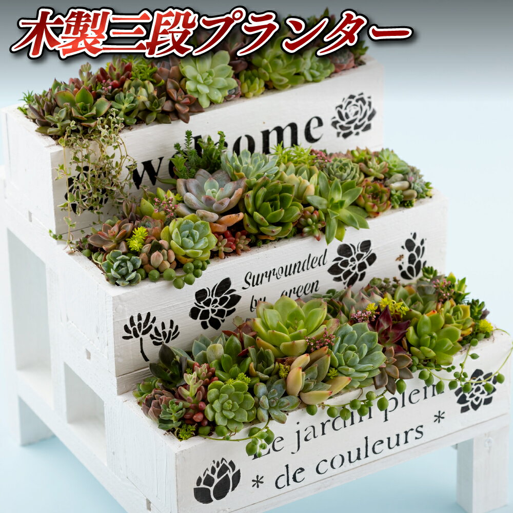 木製三段プランター