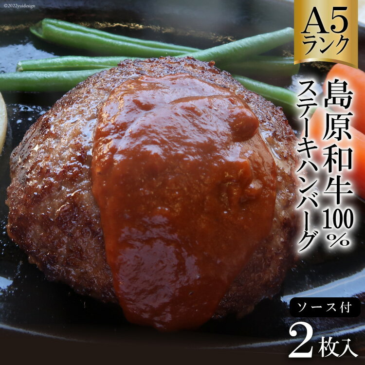 A5ランク! 島原和牛 100% ステーキハンバーグ(2枚入) 〜自宅で高級レストランの味が楽しめます〜[本格 牛肉 100% まるでステーキ デミグラスソース ジューシー 長崎 和牛 牛肉 ボリューム満点 お手軽 個別包装 冷凍 送料無料]