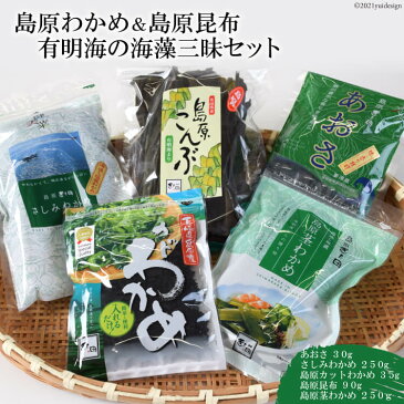 【ふるさと納税】有明海の海藻三昧セット　わかめ・昆布・あおさ【海鮮 新鮮 乾物 お手軽 海の大豆 食物繊維 健康食品 ヘルシー 保存食 ワカメ わかめ 若芽 若布 コンブ こんぶ 昆布 あおさ 石蓴 生 乾燥 干し ミネラル満点 国産 長崎県 島原市】