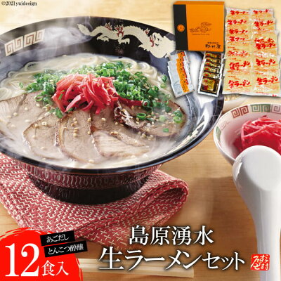 長崎県島原市 【ふるさと納税】島原湧水生ラーメンセット(12食入)【ラーメン らーめん 拉麺 生麺 麺類 12食 12人前 あごだし 醇醸 豚骨 とんこつ おすすめ 九州 長崎県 島原市】