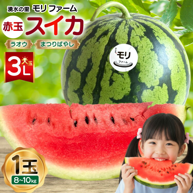 [令和8年度出荷分] 湧水の里 モリファーム 赤玉 スイカ ラオウ まつりばやし 3L 8〜10kg 1玉 [ 先行予約 数量限定 すいか スイカ 西瓜 フルーツ 果物 長崎 長崎県 島原市 ]