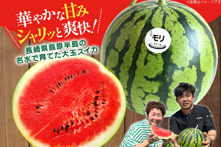 【ふるさと納税】 AJ455 【令和8年度出荷分】 湧水の里 モリファーム 赤玉 スイカ ラオウ まつりばやし 3L 8〜10kg 1玉 [ 先行予約 数量限定 すいか スイカ 西瓜 フルーツ 果物 長崎 長崎県 島原市 ]
