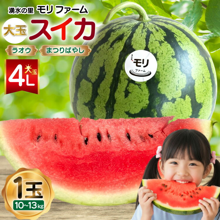 [令和8年度出荷分] 湧水の里 モリファーム 大玉スイカ ラオウ まつりばやし 4L 10〜13kg 1玉 [ 先行予約 数量限定 すいか スイカ 西瓜 フルーツ 果物 長崎 長崎県 島原市 ]