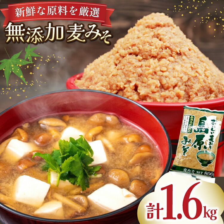 島原みそ 無添加(麦) 800g 2袋 [ みそ 味噌 ミソ 麦味噌 麦みそ 調味料お味噌 無添加 ナチュラル おいしい 島原みそ株式会社 長崎県 島原市]