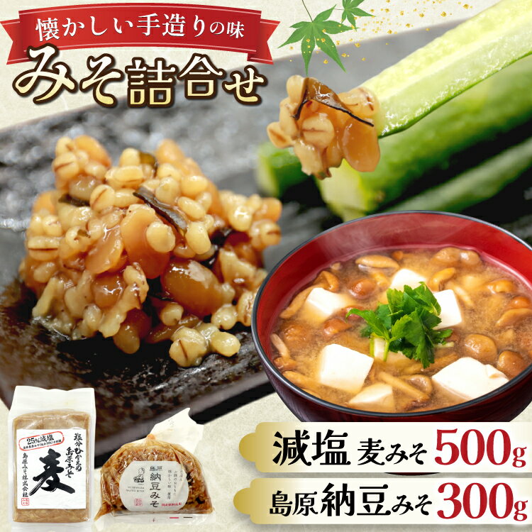 減塩麦みそ 500g 島原納豆みそ 300g [ みそ 味噌 ミソ 減塩 おいしい 塩分ひかえめ 納豆みそ 納豆味噌 おいしい 島原みそ株式会社 長崎県 島原市]